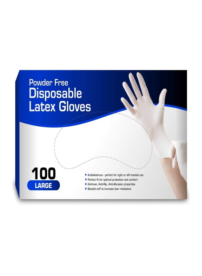 Chef's Star Disposable Powder Free Latex Gloves, 100 Count, Large - Image 1